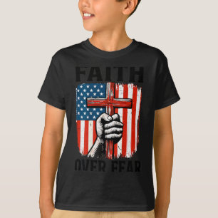 Männer Glaube Über Angst Christlich Patriotisch Am T-Shirt