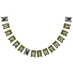 Männer glücklich Geburtstag Big Deer Jagd Camouf Wimpelkette