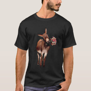 Männer glückliche Esel mit Blume T-Shirt