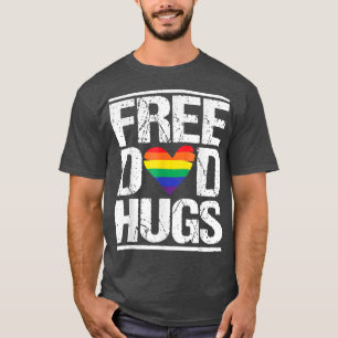 Männer Gratis Vater Hugs LGBT Pride Rainbow Heart T-Shirt