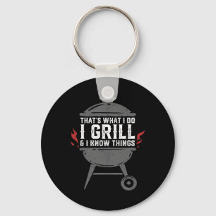 Männer grillen und ich kenne lustige BBQ-Grillsach Schlüsselanhänger