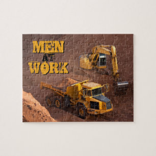 Männer im ArbeitsDigger- und Sprungwagen Puzzle