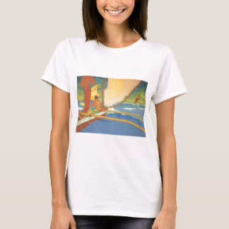 Männer in einem Ausleger-Kanu vorangegangen für T-Shirt