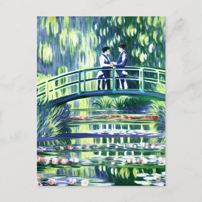 Männer in Liebe im Stil der Postkarte Monet (Vorderseite)