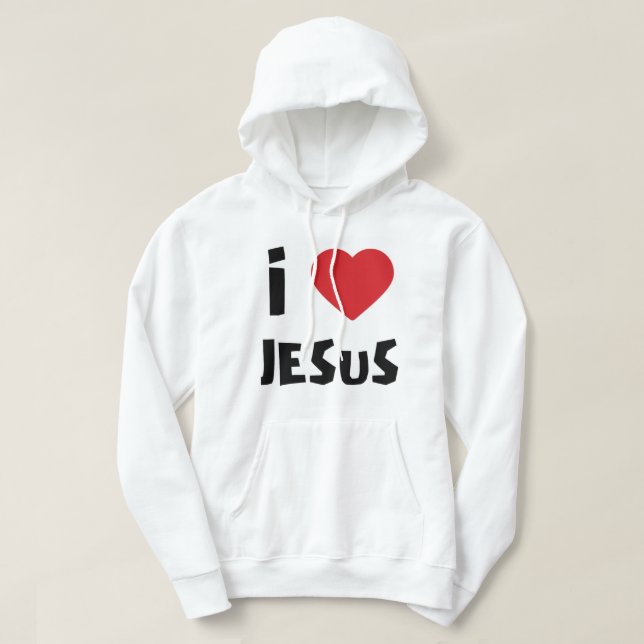 Männer Kapuzenpullover Ich liebe Jesus Hoodie (Design vorne)