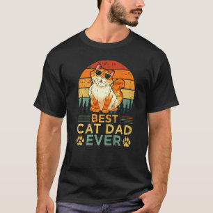 Männer Katze Vintage Retro Bester Katzenpapa Vater T-Shirt
