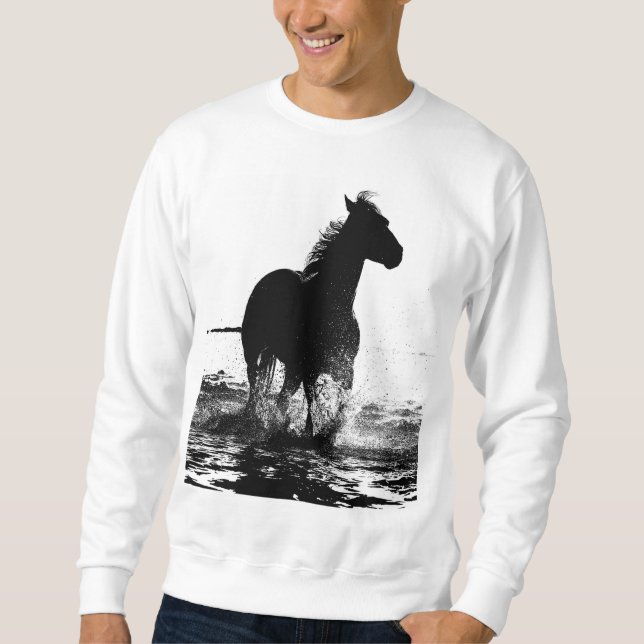 Männer Kleidung Running Pferde Pop Art Template Mä Sweatshirt (Vorderseite)