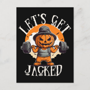 Männer Lasst Uns Aufgepumpt Kürbis Jack-O-Lantern Postkarte