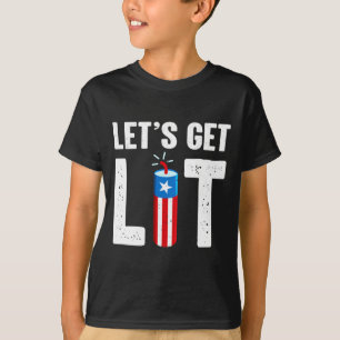 Männer lasst uns lustig am 4. Juli Feuerwerk mache T-Shirt