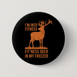 Männer Lustig Vintage Jäger Ich bin in Form Hirsch Button