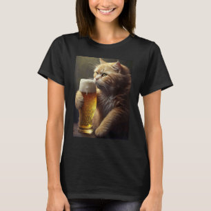 Männer Lustige Katze Katzen Und Bier T-Shirt