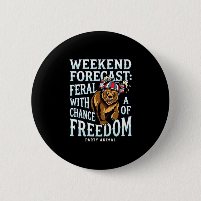 Männer lustiger Grizzly-Bär patriotischer Sommer F Button (Vorderseite)