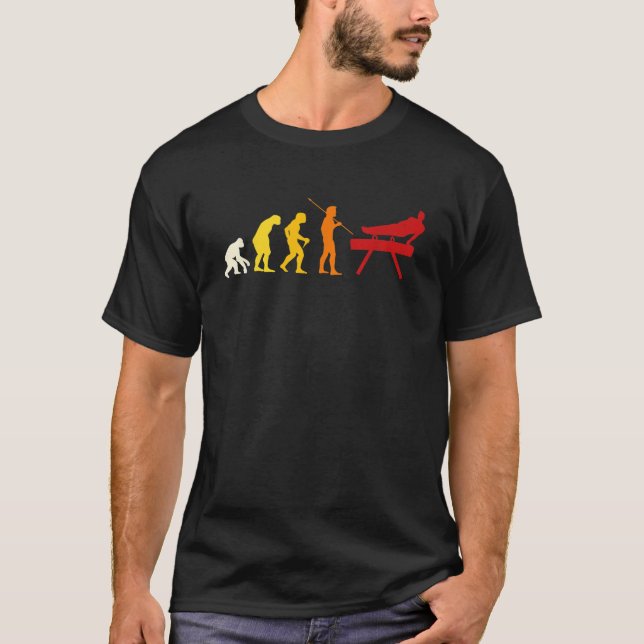 Männer Lustiges Pauschenpferd Evolutionsdesign Tur T-Shirt (Vorderseite)