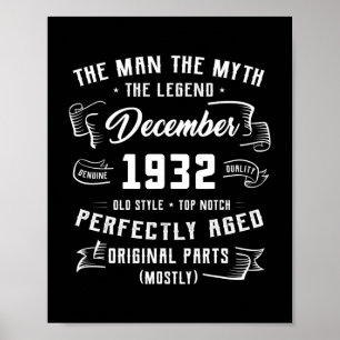 Männer Mann Mythos Legende Dezember 1932 90. Gebur Poster
