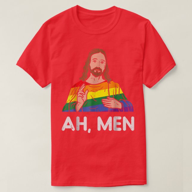 Männer Männer Rainbow Gay Jesus Christlicher LGBT- T-Shirt (Design vorne)