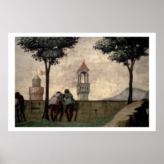 Männer mit Blick auf eine Mauer, von der Besichtig Poster (Vorne)