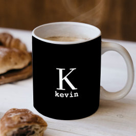 Männer mit Monogramm schwarz-weiße Namen personali Kaffeetasse