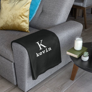 Männer monogramm schwarz und weiß Name personalisi Fleecedecke