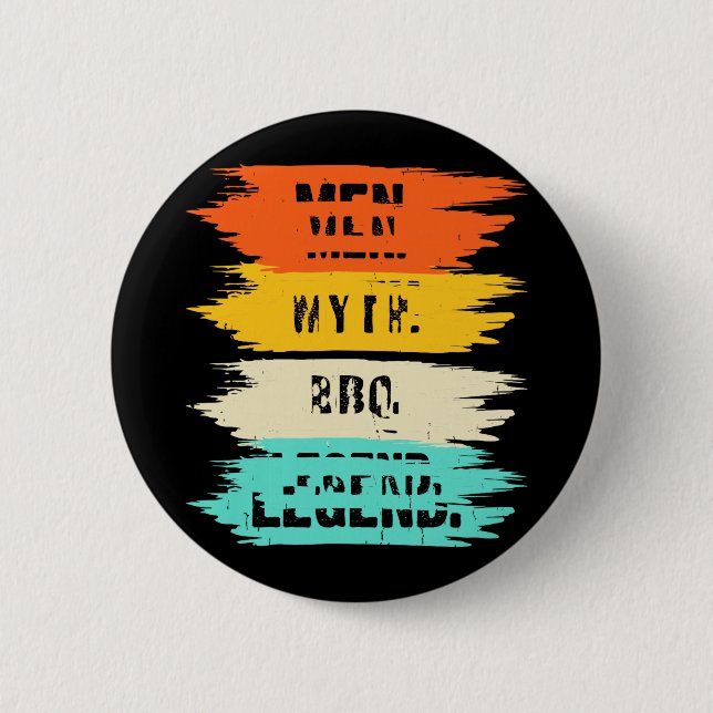 Männer Mythos BBQ-Legende Vatertag Grillkönig Button (Vorderseite)