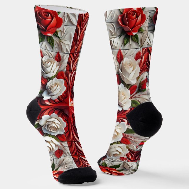 Männer nachhaltige Socken mit englischen Rose (Gewinkelt)