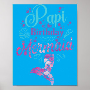 Männer Papi der Geburtstagsmeerjungfrau Geburtstag Poster