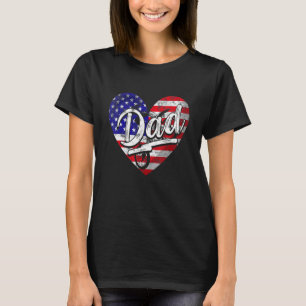 Männer Patriotische amerikanische Flagge Herz Moto T-Shirt