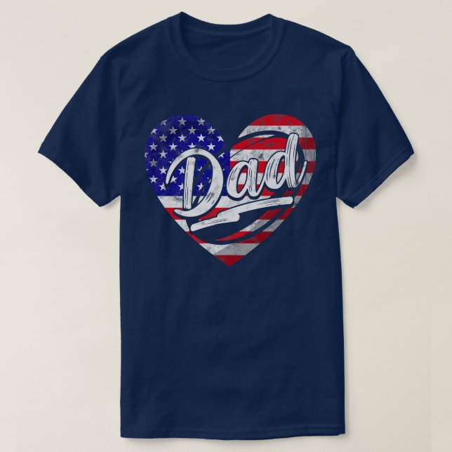Männer Patriotische amerikanische Flagge Herz Rugb T-Shirt (Design vorne)