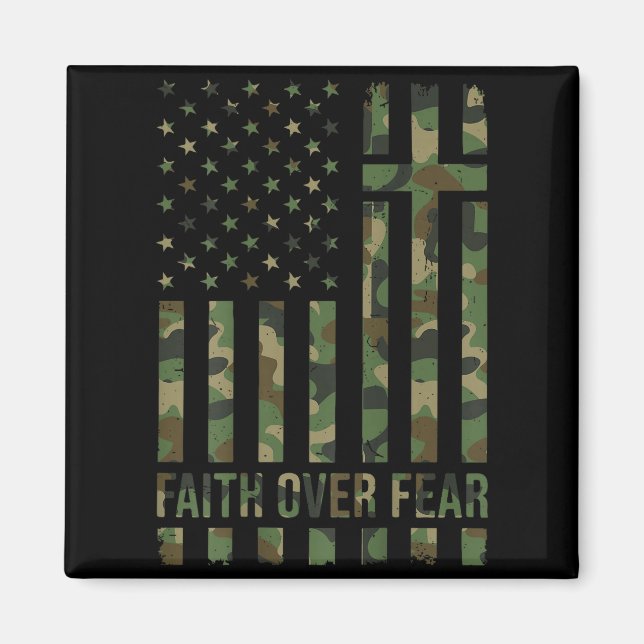 Männer Patriotische Christliche Glauben Über Angst Magnet (Vorne)