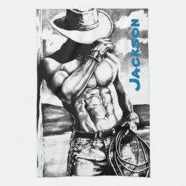 Männer Personalisiert Name Fine Art Cool Cowboy Geschirrtuch