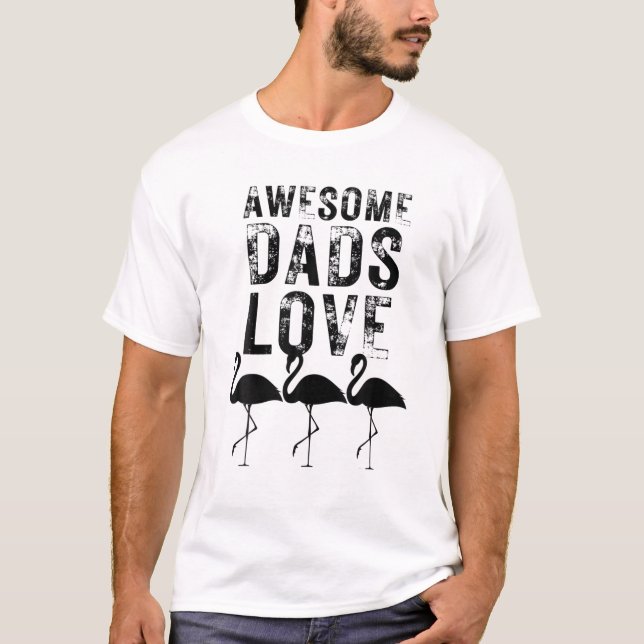 Männer Phantastische Vater Liebe Flamingos Funny V T-Shirt (Vorderseite)