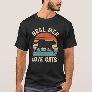 Männer Real Men I Liebe Katzen Funny Cat Besitzer  T-Shirt
