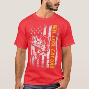 Männer Reel Cool Cat Dad AngelnLustiger Fisch Vint T-Shirt