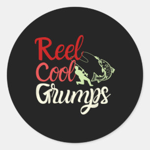 Männer Reel Cool Grumps Vintage Lustig Angeln Vate Runder Aufkleber