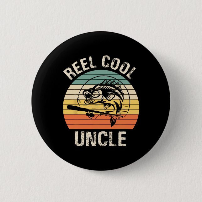 Männer Reel Cooler Onkel Angelsport Lustiges Gesch Button (Vorderseite)