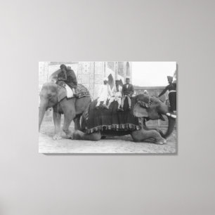 Männer reiten Elefanten in Indien FotografieIndien Leinwanddruck