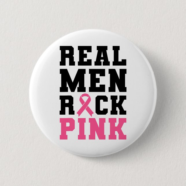 Männer Rock Pink Brustkrebs Bewusstsein Button (Vorderseite)