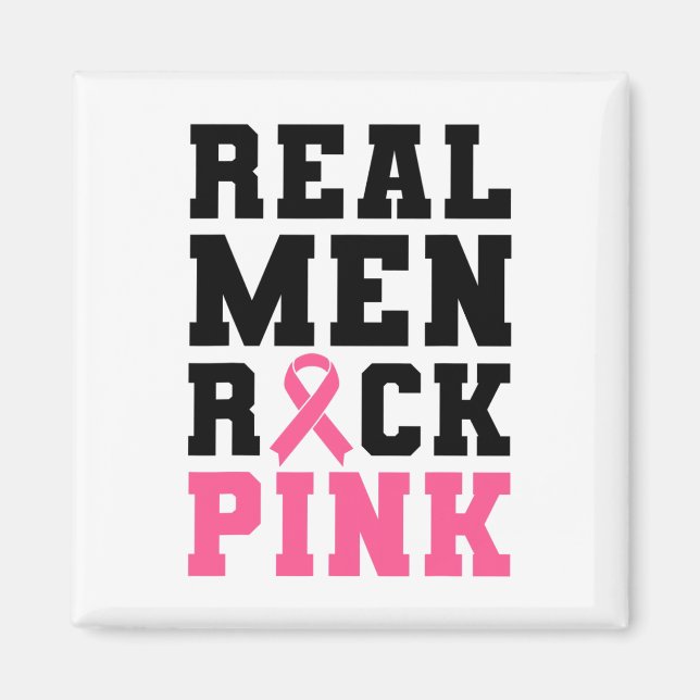 Männer Rock Pink Brustkrebs Bewusstsein Magnet (Vorne)