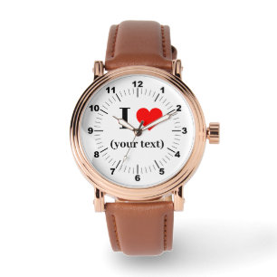 Männer Rose Gold Vintag- Custom I Heart Armbanduhr