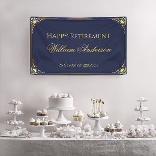 Männer-Ruhestandsfeier Navy Blau Gold Elegantes Sk Banner