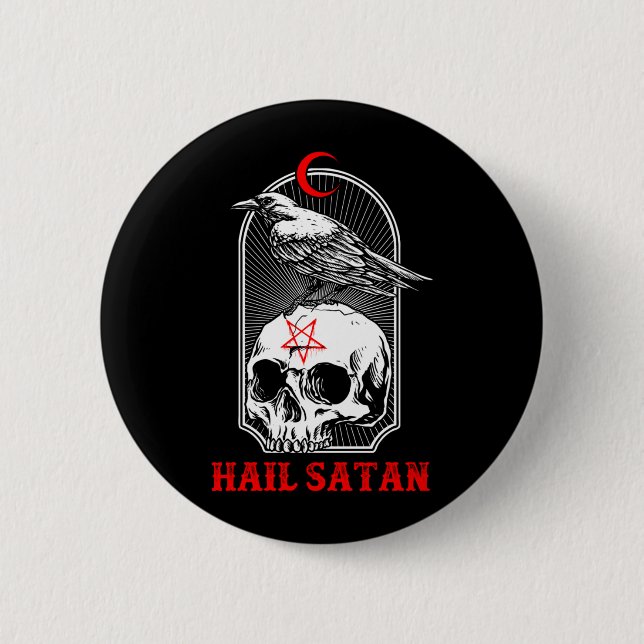 Männer Satan Satanisch Totenkopf Regierungsbehörde Button (Vorderseite)