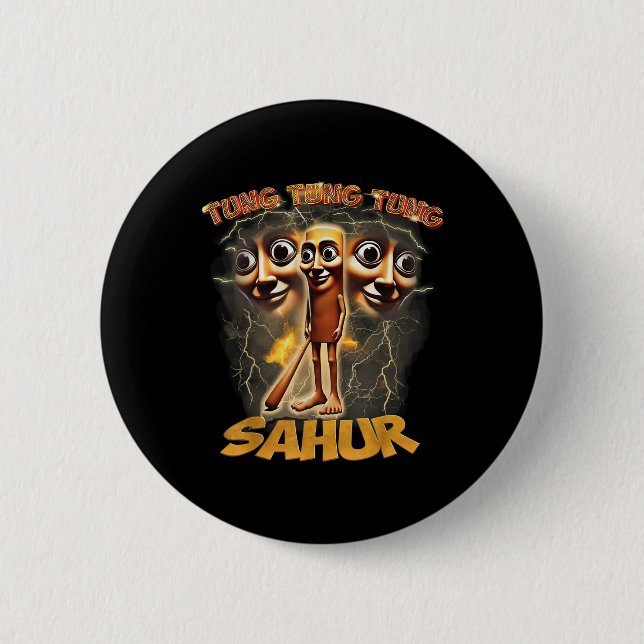 Männer Spaß Tung Tung Tung Sahur Funny Meme Es Button (Vorderseite)