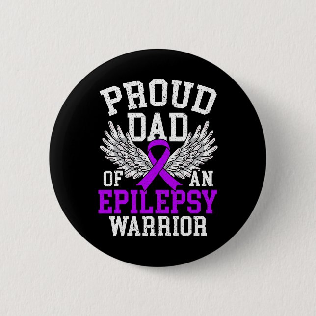 Männer Stolz Papa eines Epilepsie-Kriegers Epileps Button (Vorderseite)