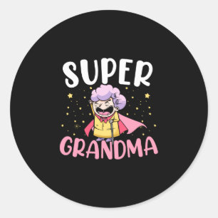 Männer Super Oma Superheld Großmutter Oma Runder Aufkleber