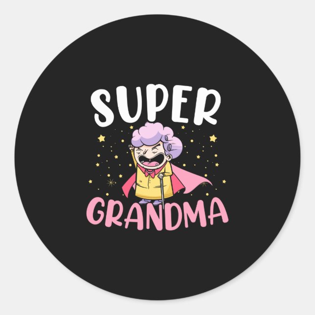 Männer Super Oma Superheld Großmutter Oma Runder Aufkleber (Vorderseite)