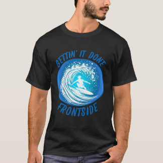 Männer Surfen Regulärer Fuß Frontseite Retro Grafi T-Shirt