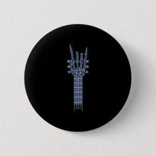 Männer süße Halloween rockende Hand Skelett Gitarr Button