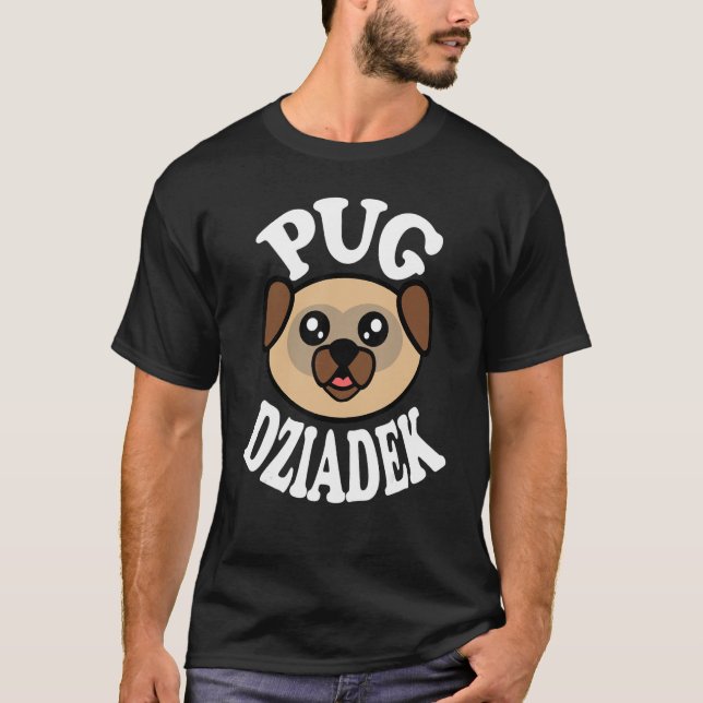 Männer Süßer Mops Dziadek T-Shirt (Vorderseite)