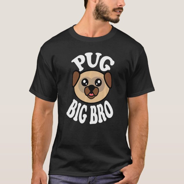 Männer Süßer Mops Großer Bruder T-Shirt (Vorderseite)
