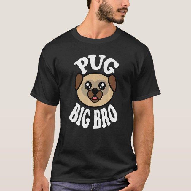 Männer Süßer Mops Großer Bruder T-Shirt (Vorderseite)