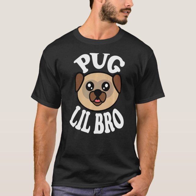 Männer Süßer Mops Kleiner Bruder T-Shirt (Vorderseite)